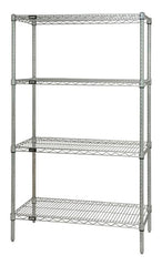 FOUR SHELF CHROME PLATED WIRE SHELVING UNIT 74 TALL 18X36X74 STARTER