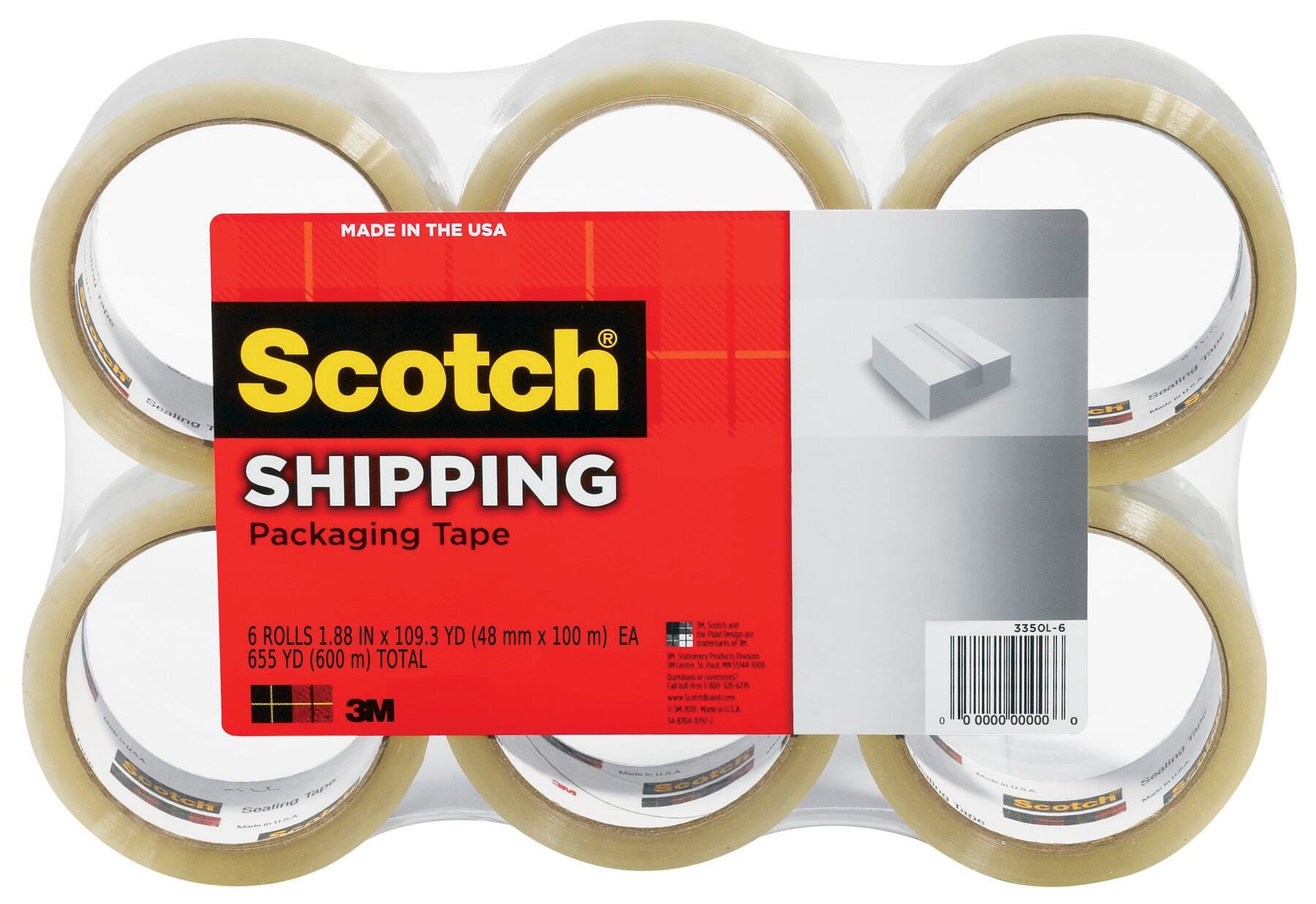 TAPE PACKING 1.88X109YD.6 CLEAR MMM3350L6 PACK OF 6