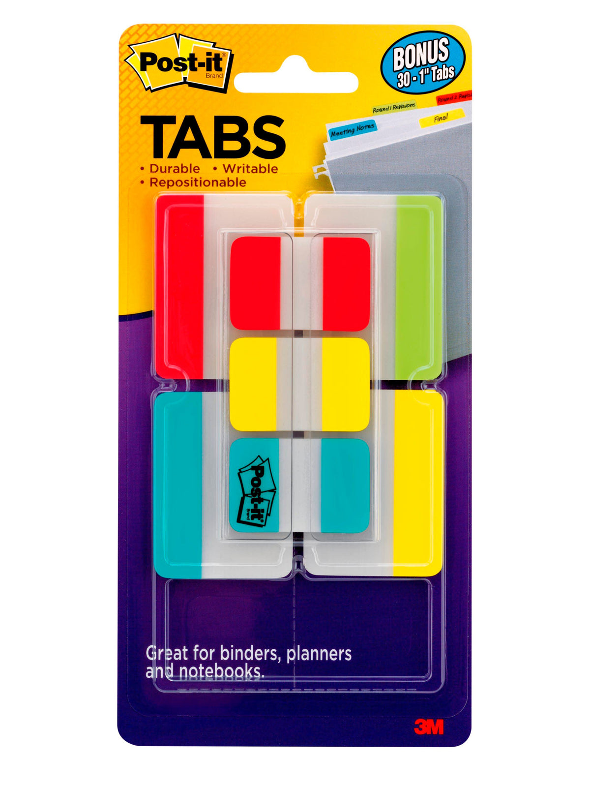 TABS POST-IT ASSORTED SOLID MMM686VAD2 PACK OF 114