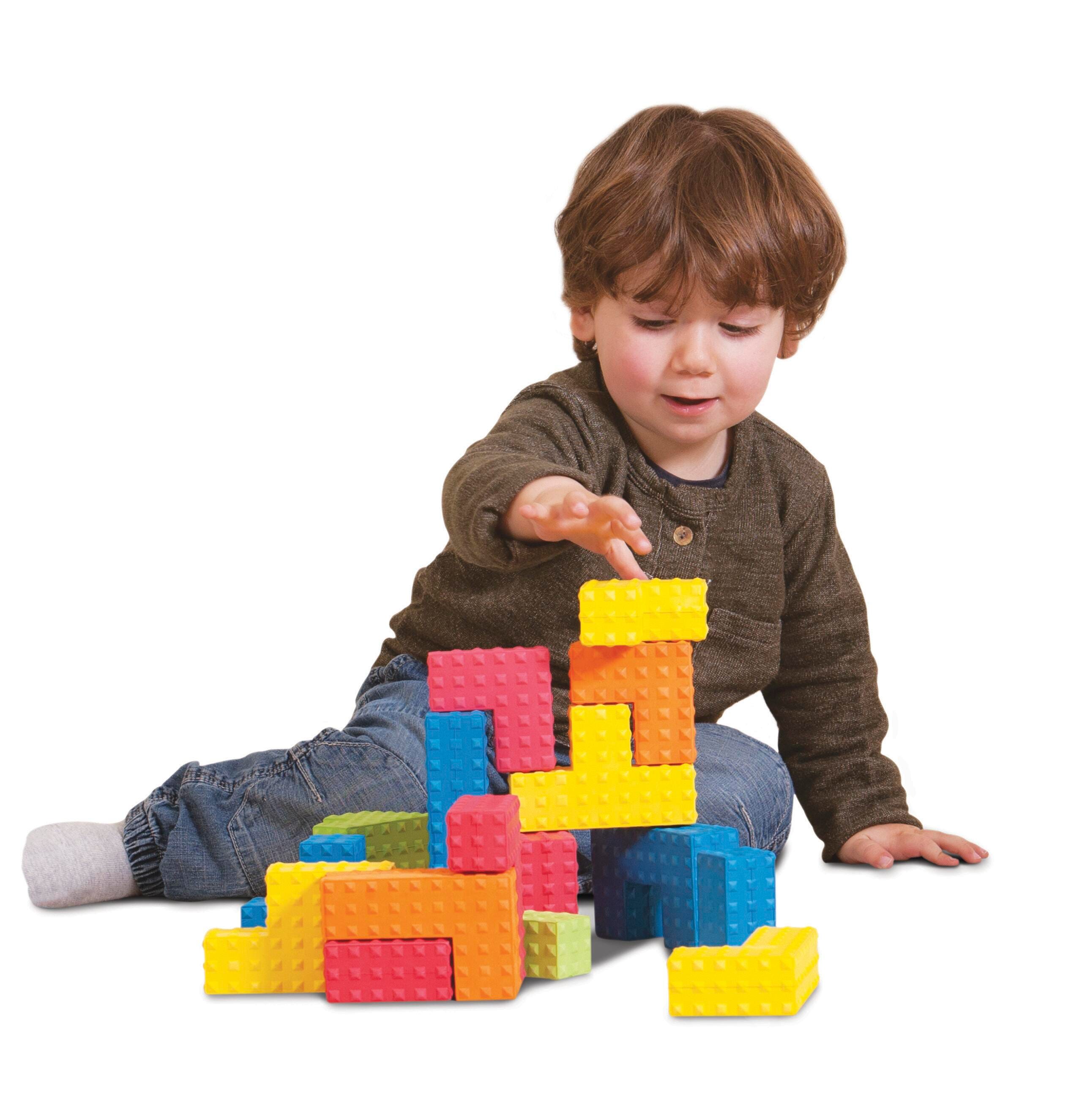 BLOCKS SENSORY PUZZLE BLOCKS WITH BUCKET SET OF 18