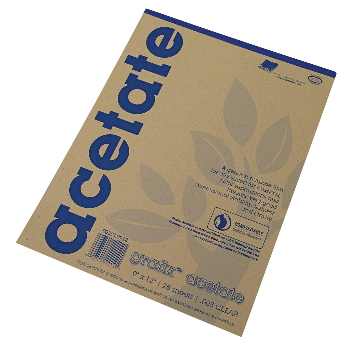 ACETATE FILM CLEAR .003 MIL 9X12 IN 25 SHT PAD