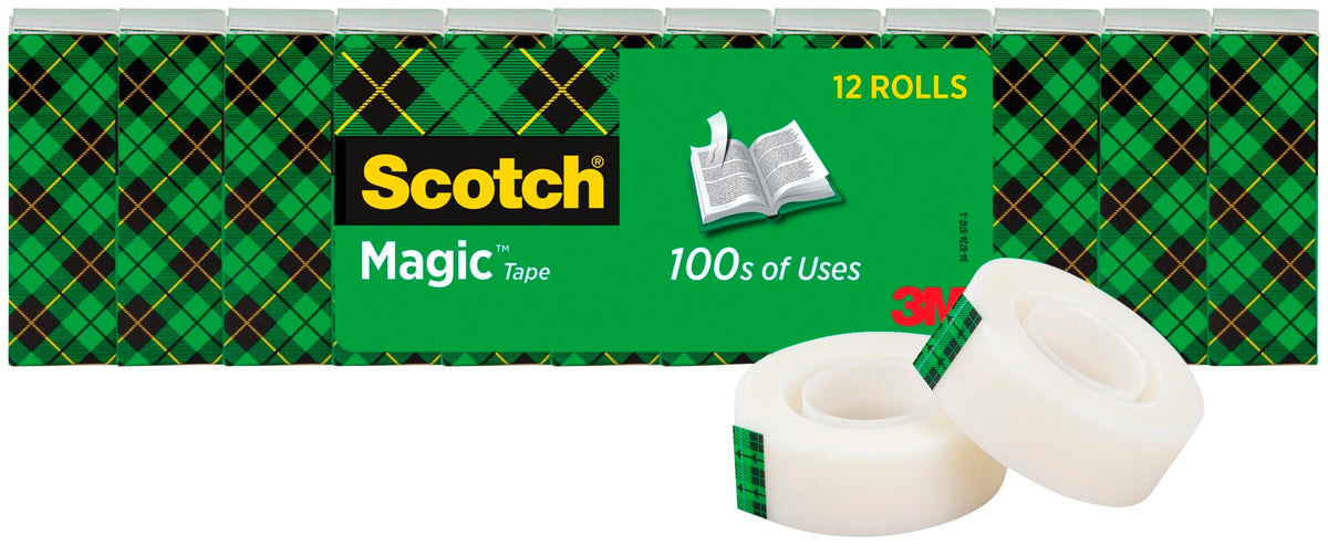 SCOTCH TAPE MAGIC VALUE PACK 0.75 IN X 1000 IN 1IN CORE PACK OF 12