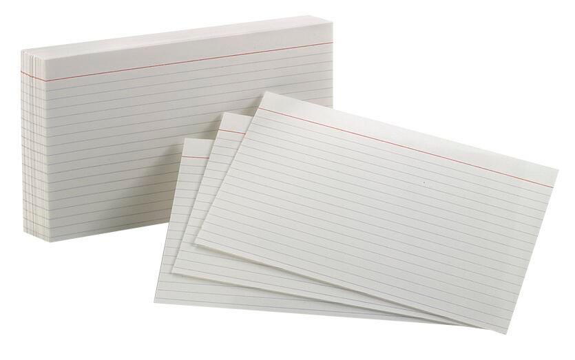 CARDS INDEX 5X8 RULED WHITE OXFORD PK OF 100