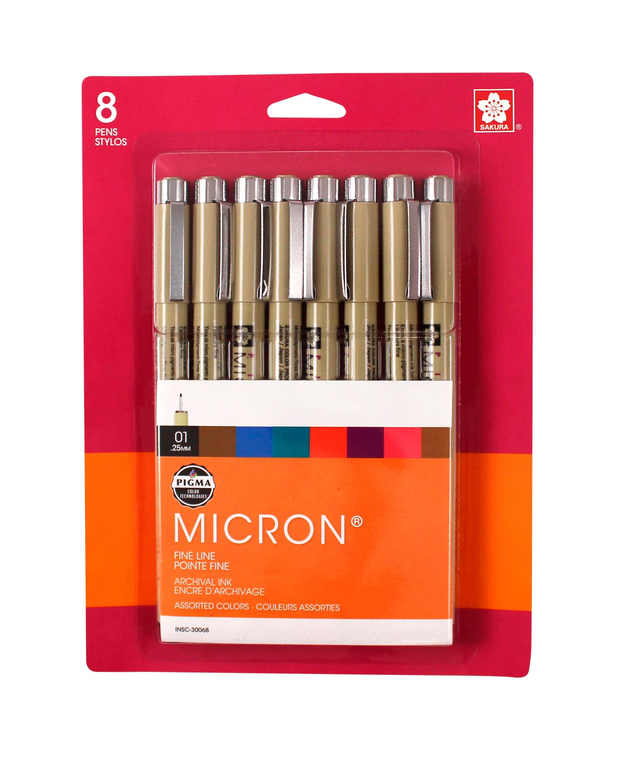 PENS PIGMA MICRON 01 ASST COLORS SET OF 8