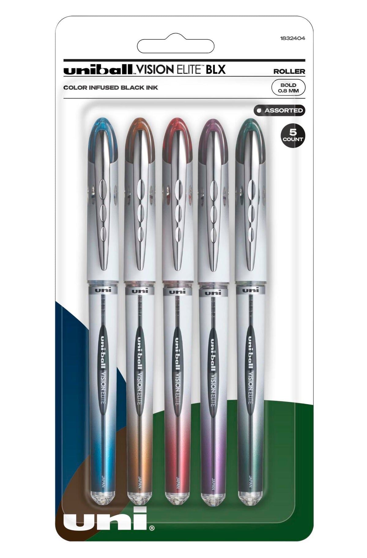 PEN ROLLERBALL VISION ELITE BLX .8MM ASST SET OF 5