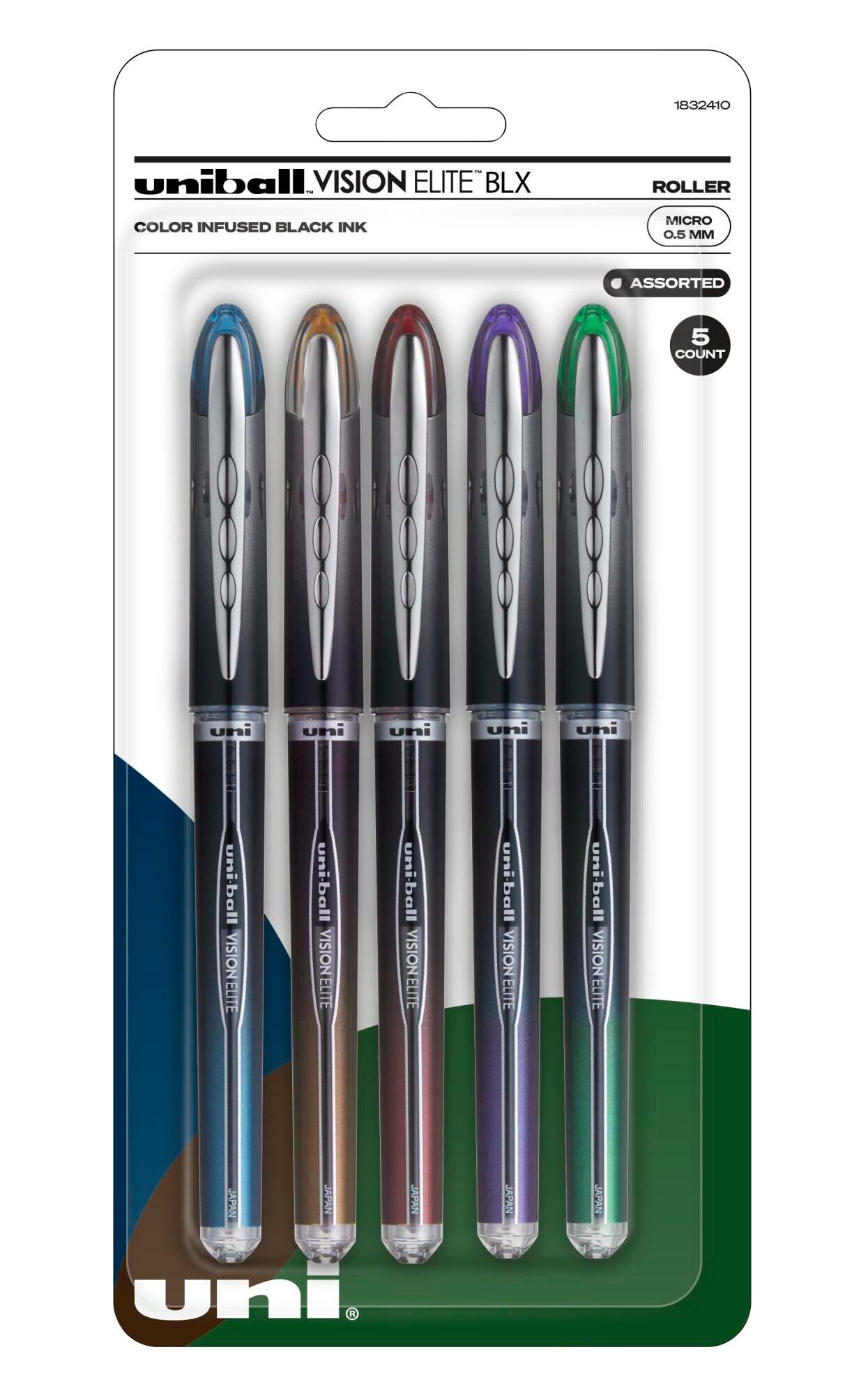 PEN ROLLERBALL VISION ELITE BLX .5MM ASST SET OF 5