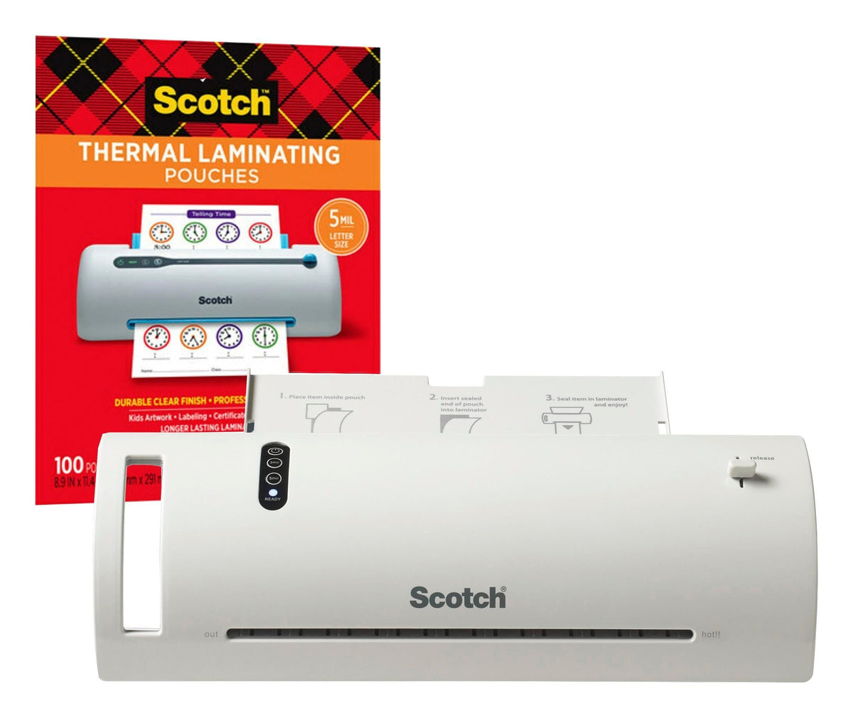 LAMINATOR THERMAL VALUE PACK SCOTCH LAMINATOR WITH 20 POUCHES