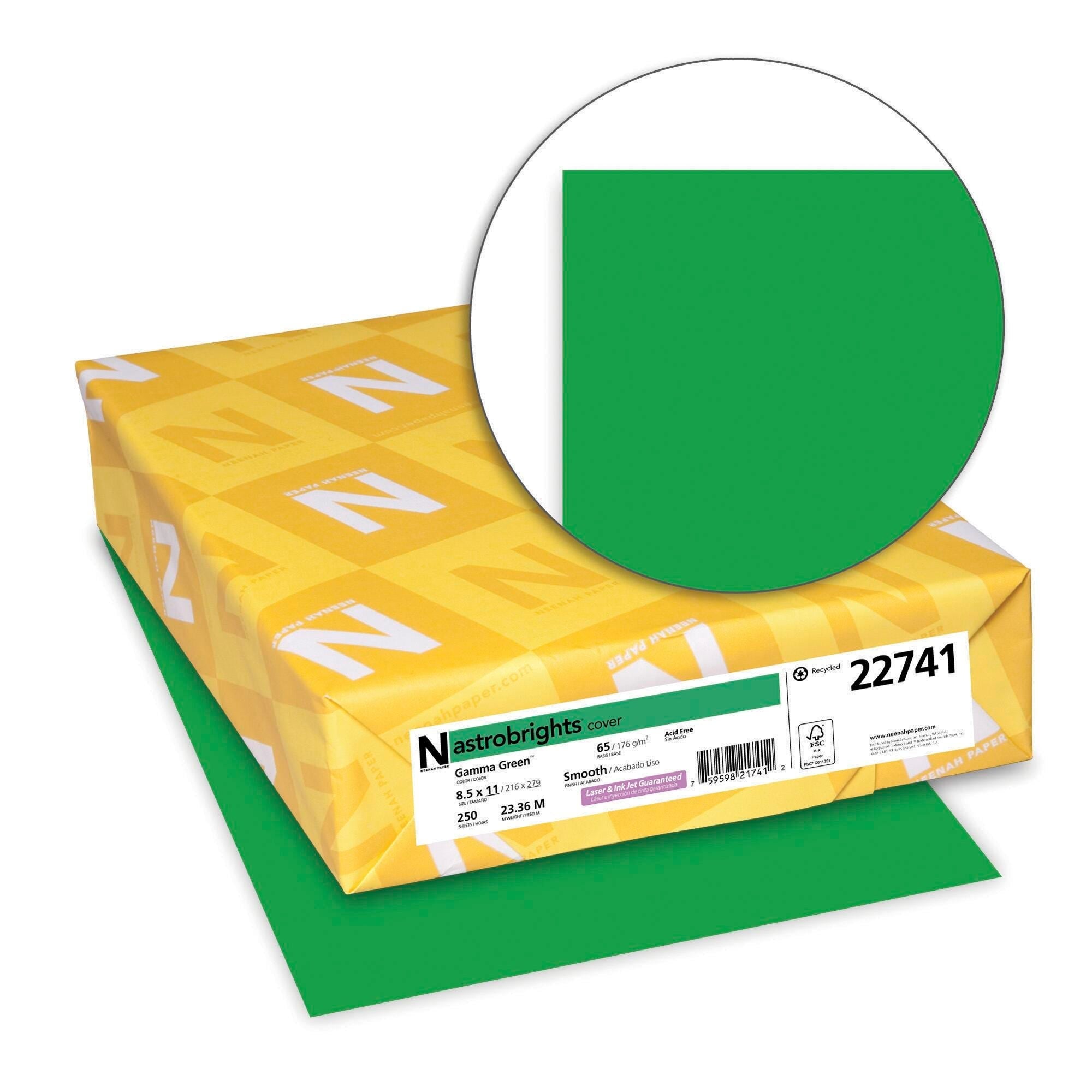 PAPER CARDSTOCK 8.5X11 GAMMA GREEN 65 LBS 250 SHEETS