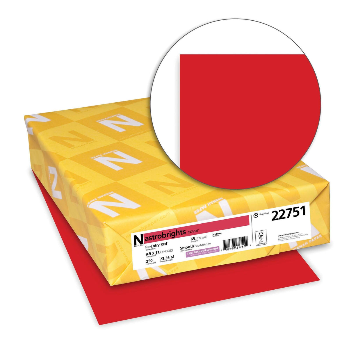 PAPER CARDSTOCK 8.5X11 RE-ENTRY RED 65 LBS 250 SHEETS