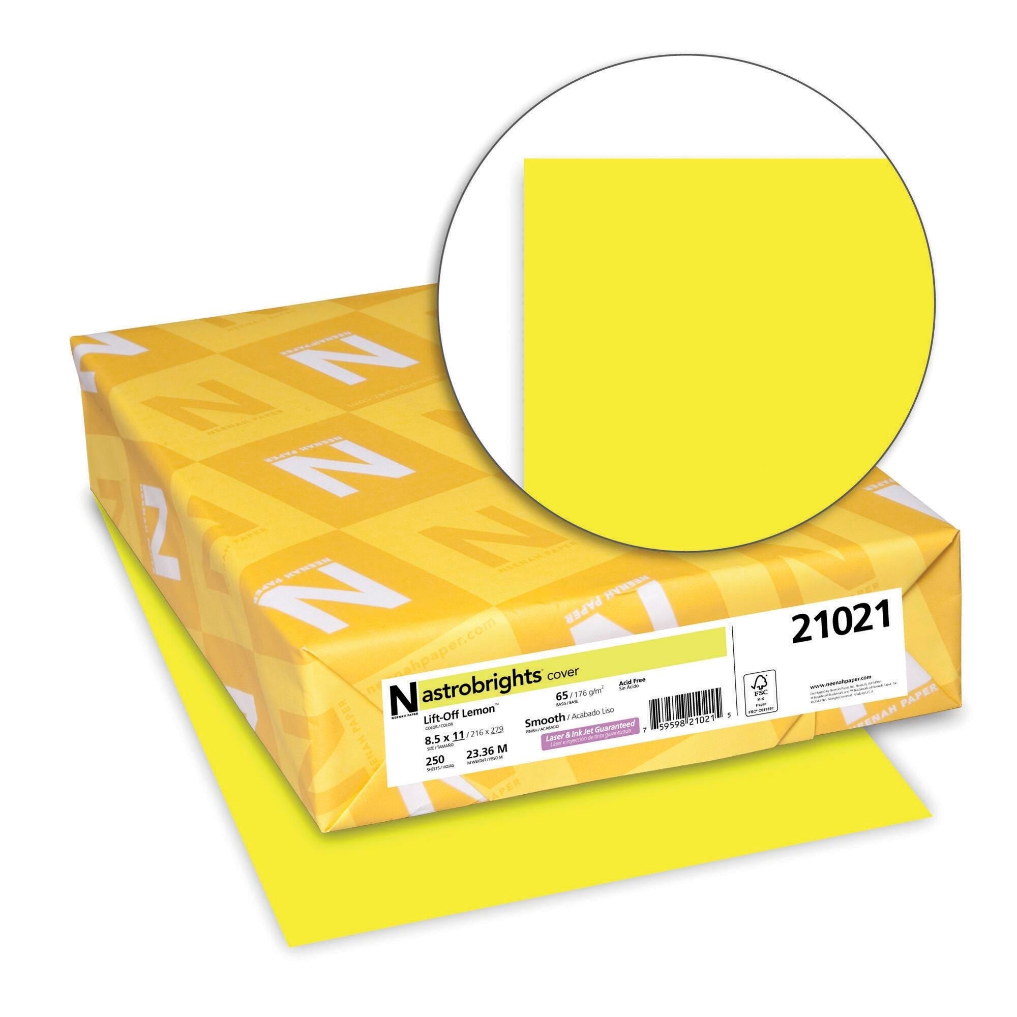 PAPER CARDSTOCK 8.5X11 LIFT-OFF LEMON 65 LBS 250 SHEETS