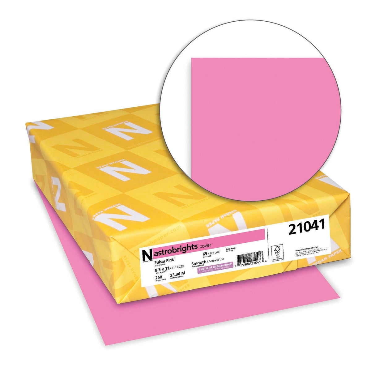 PAPER CARDSTOCK 8.5X11 PULSAR PINK 65 LBS 250 SHEETS