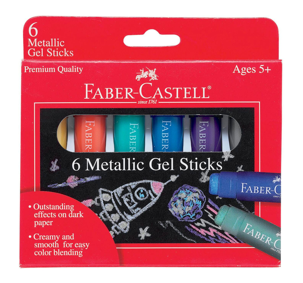 GEL STICKS FABER-CASTELL ASST METALLIC SET OF 6