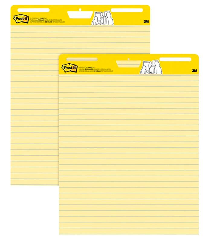 PAPER EASEL POST IT 25X30 RULED YELLOW PK OF 2