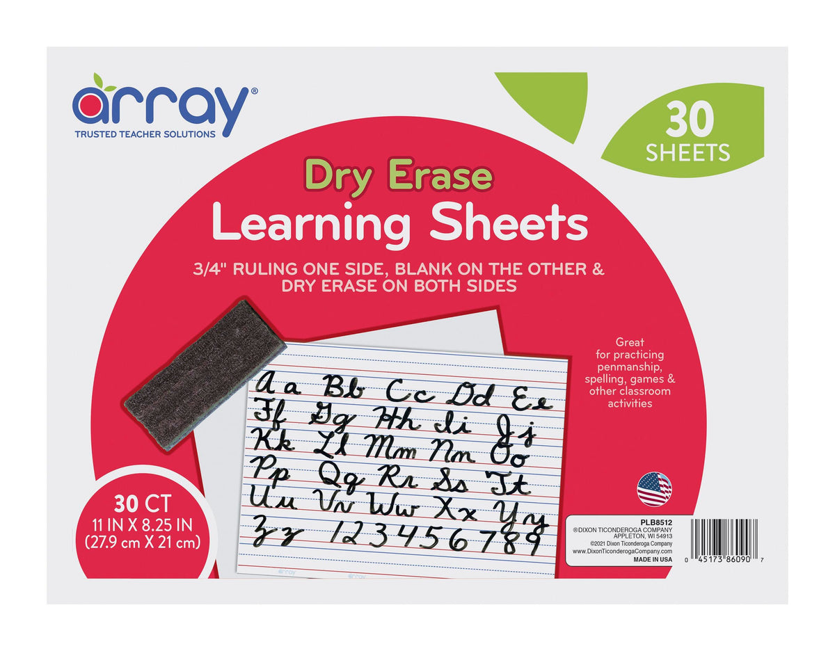 DRY ERASE SHEETS TWO SIDED RULED PLAIN 11 X 8-1/4 PACK OF 30