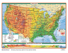 MAP POLITICAL/PHYSICAL US/WORLD DESK MAP PACK OF 30