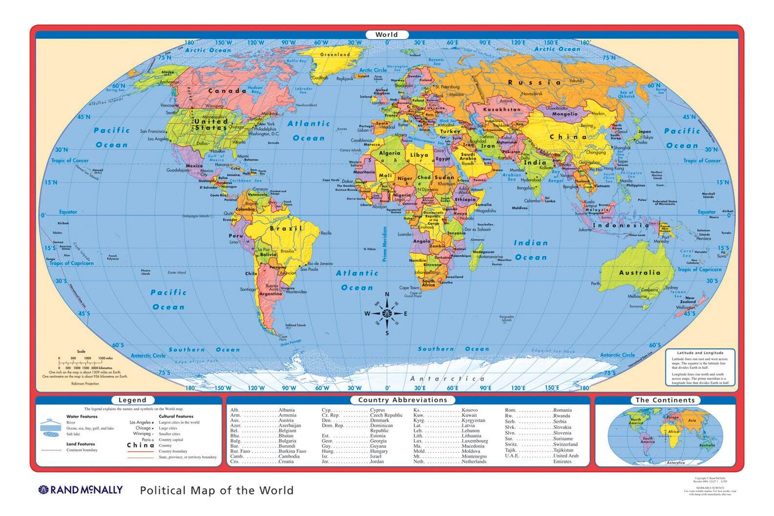 MAP POLITICAL US /WORLD PACK OF 100