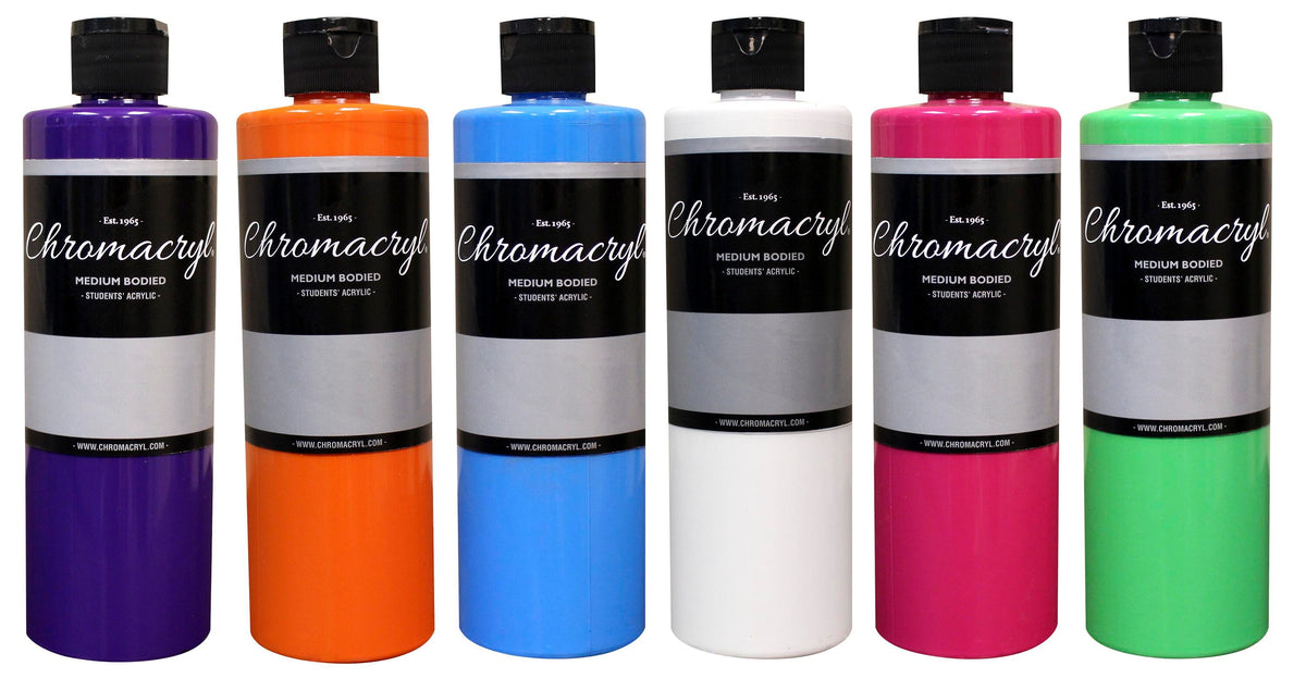 PAINT ACRYLIC STUDENTS CHROMACRYL PINTS ASST BRIGHT SET OF 6