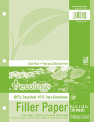 PAPER FILLER ECOLOGY 8.5X11 COLLEGE RULED PK OF 150