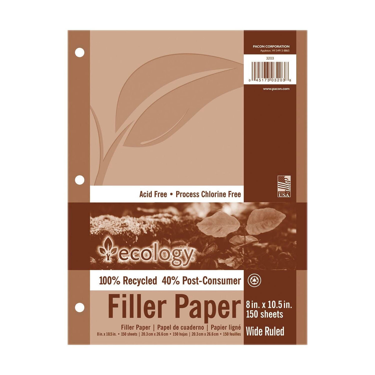 PAPER FILLER ECOLOGY 8X10.5 WIDE RULED PK OF 150