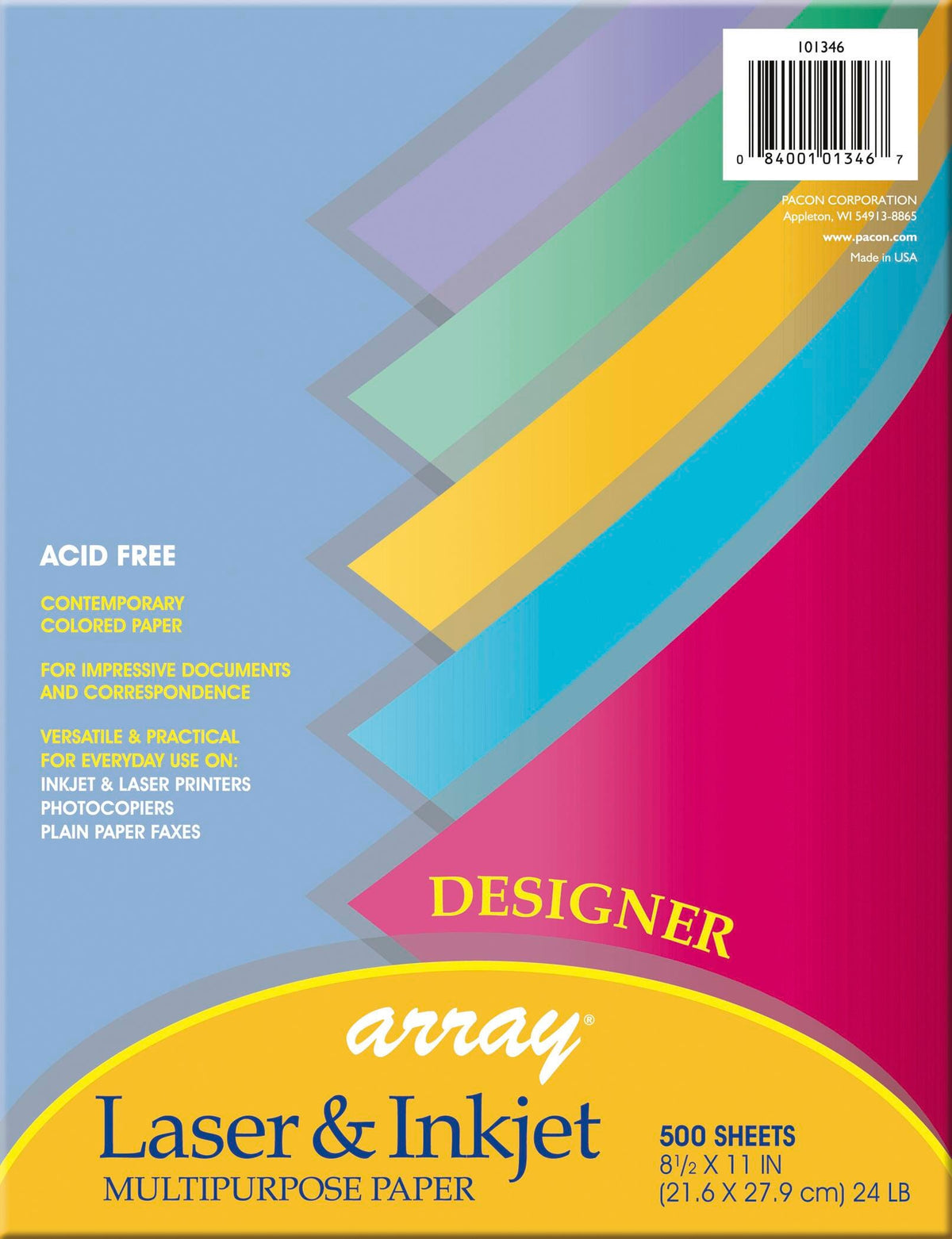 PAPER MULTI-PURPOSE 8.5X11 ASST DESIGNER COLORS PK OF 500