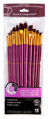 BRUSH ZIP N CLOSE FIRM BURGUNDY TAKLON SET OF 12