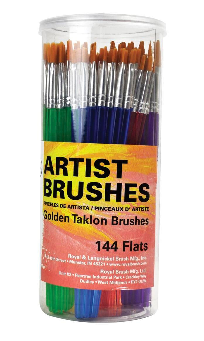 BRUSH CLASSROOM VALUE GOLD TAKLON FLAT SET OF 144
