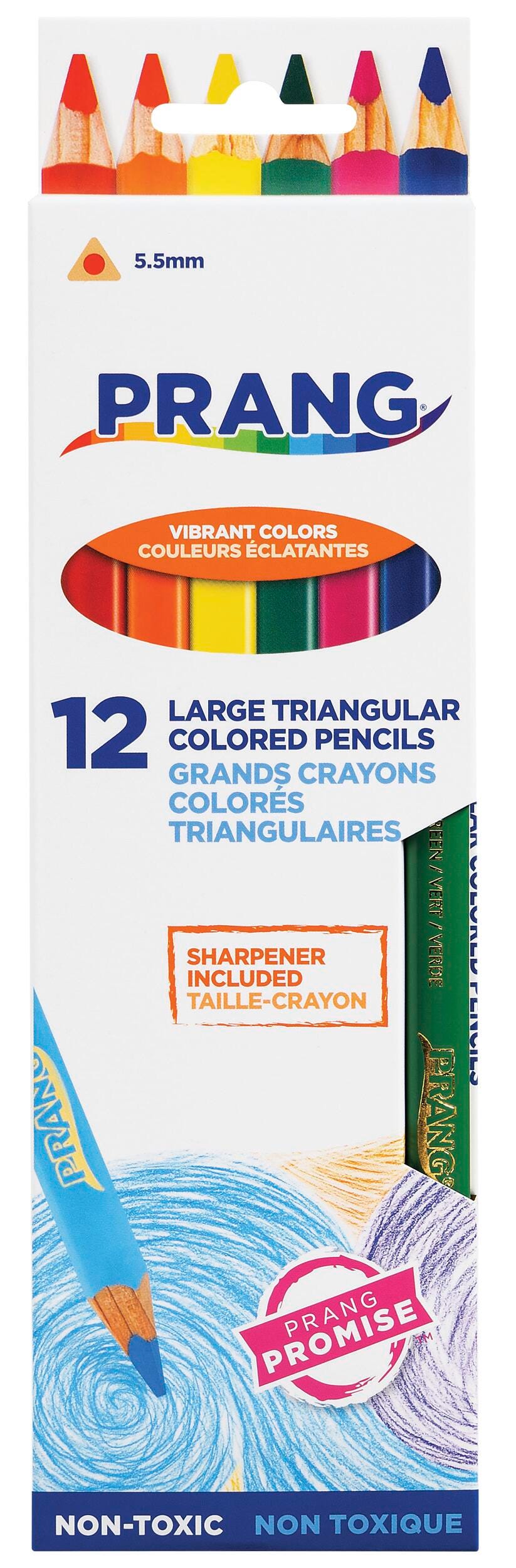 PENCILS COLORED PRANG TRIANG LARGE ASST COLORS SET OF 12