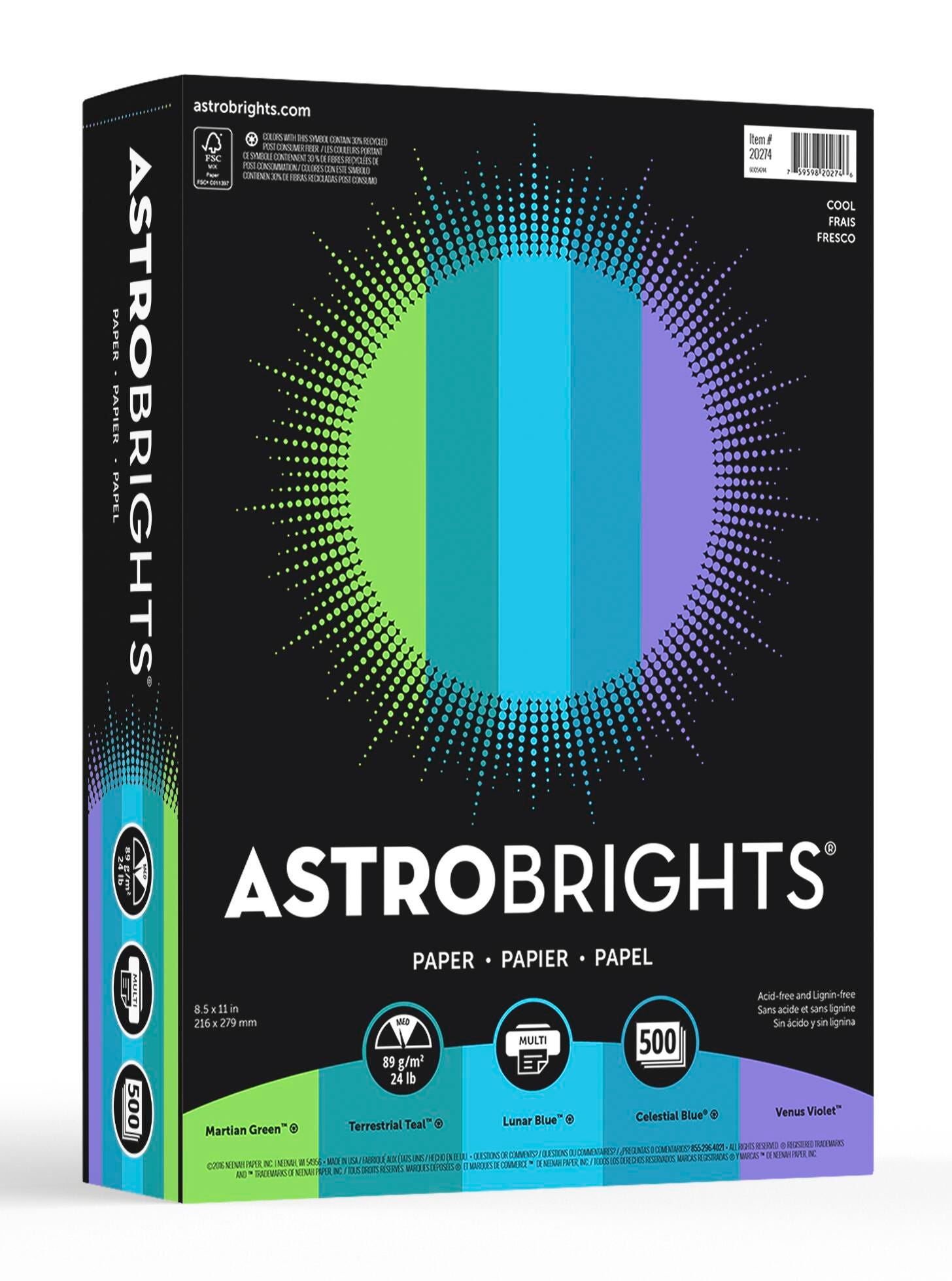 COLORED PAPER 8.5X11 PACK OF 500 ASSORTED COOL COLORS