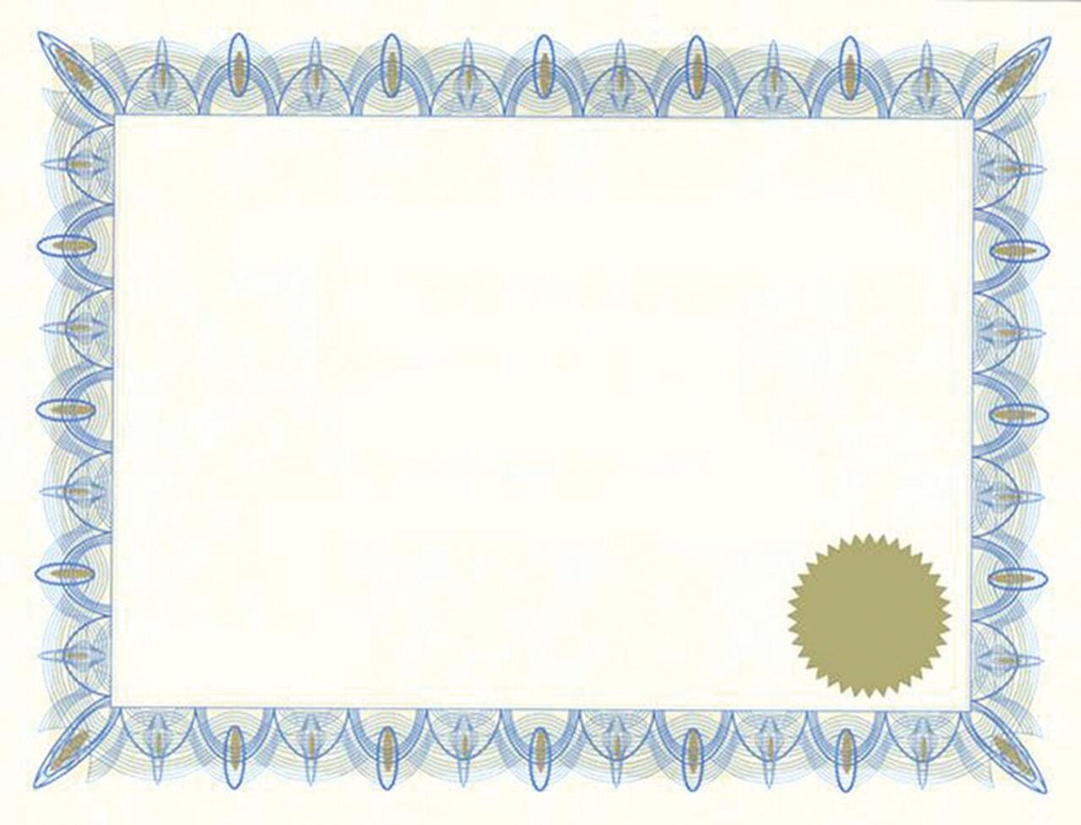 CERTIFICATES W/SEALS PARCHMENT CLASSIC BLUE/GOLD PK/25