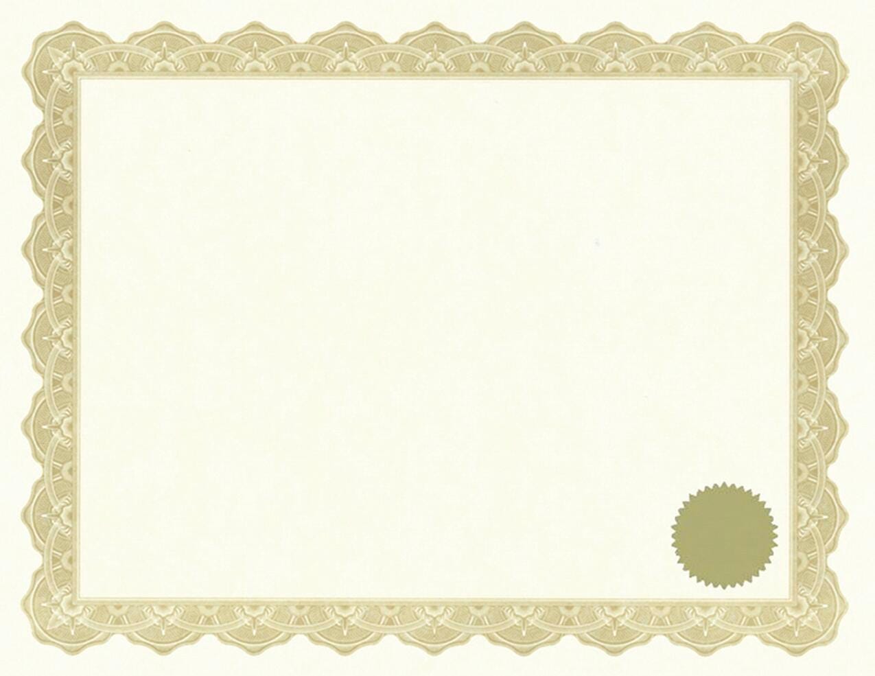 CERTIFICATES W/SEALS PARCHMENT OPTIMA GOLD PK/25