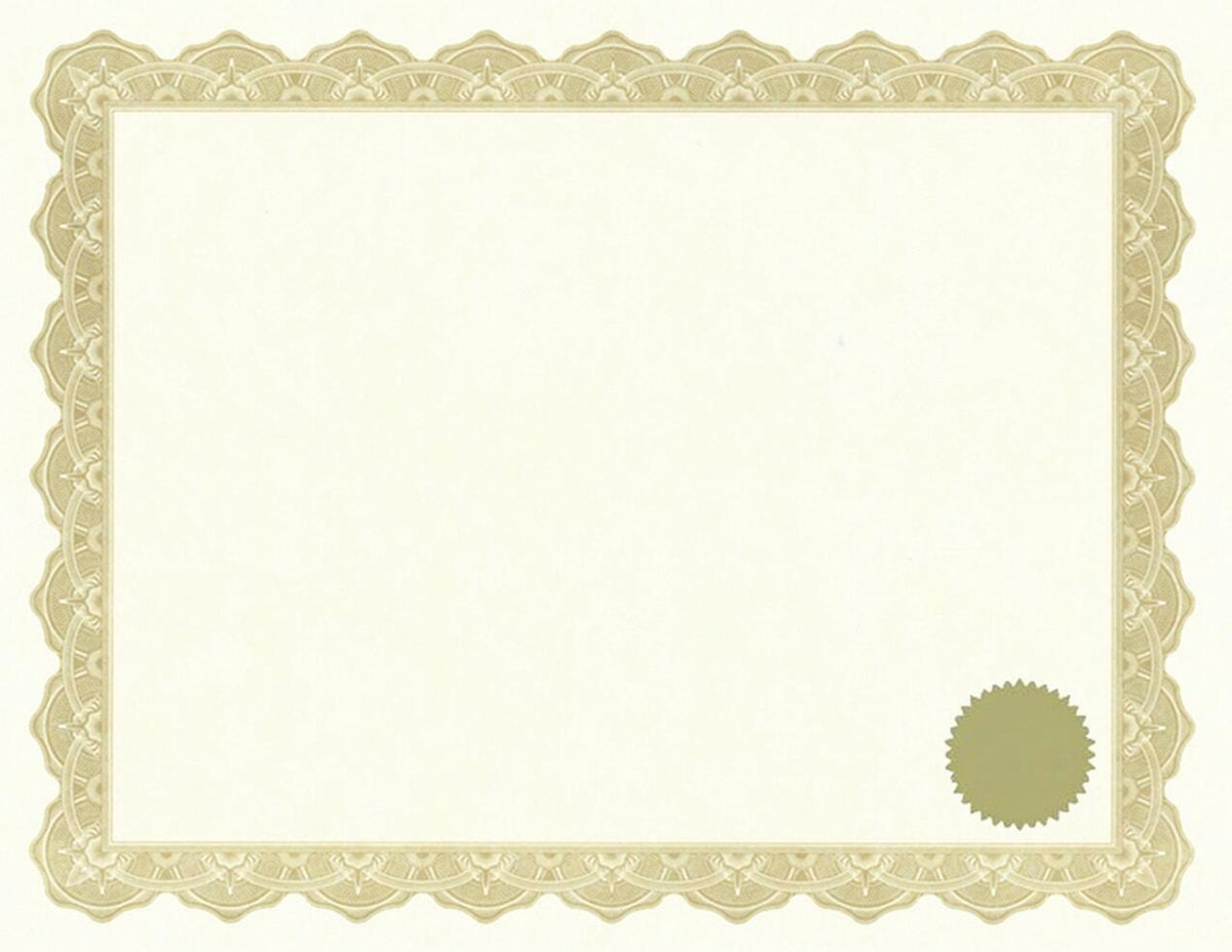 CERTIFICATES W/SEALS PARCHMENT OPTIMA GOLD PK/25