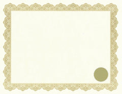 CERTIFICATES W/SEALS PARCHMENT OPTIMA GOLD PK/25
