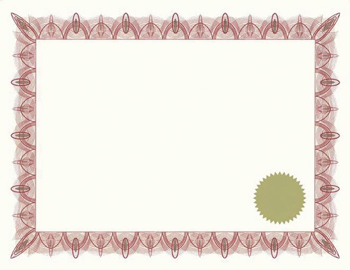 CERTIFICATES W/SEALS PARCHMENT CLASSIC RED/GOLD PK/25