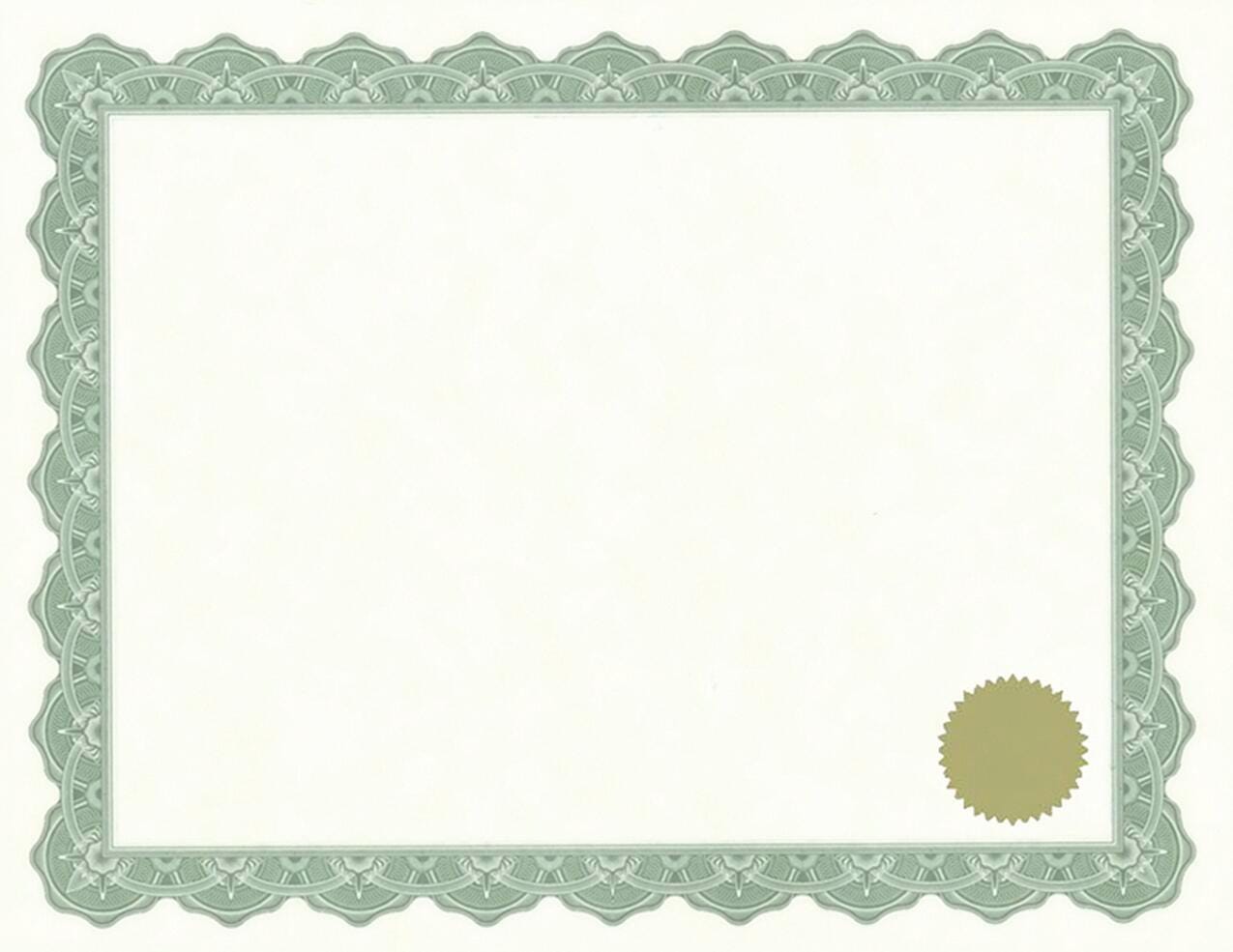 CERTIFICATES W/SEALS PARCHMENT OPTIMA GREEN PK/25