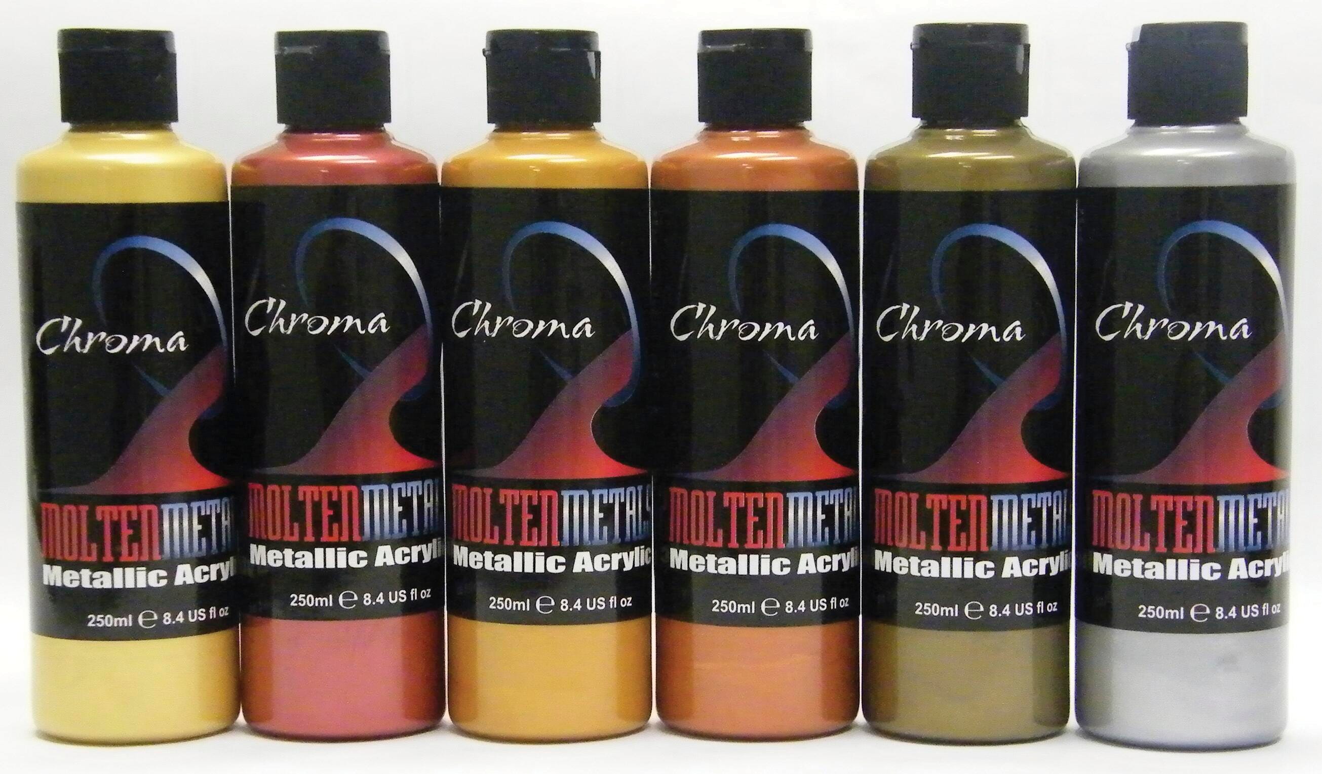 PAINT ACRYLIC CHROMA MOLTEN METALS 8OZ ASST METALLIC SET OF 6