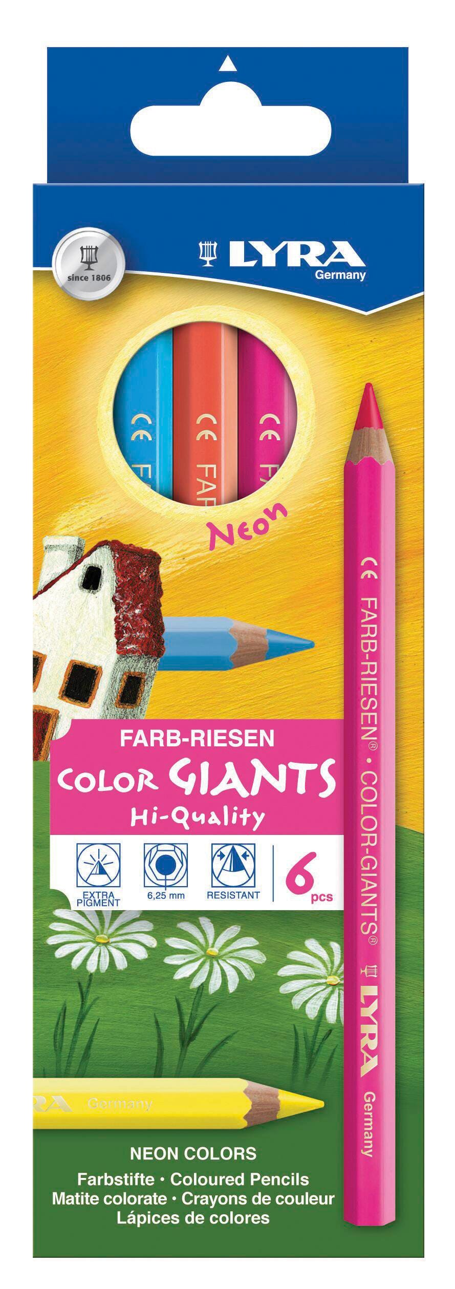 PENCILS COLORED LYRA GIANTS ASST NEON SET OF 6