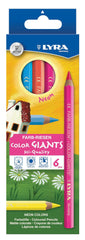 PENCILS COLORED LYRA GIANTS ASST NEON SET OF 6
