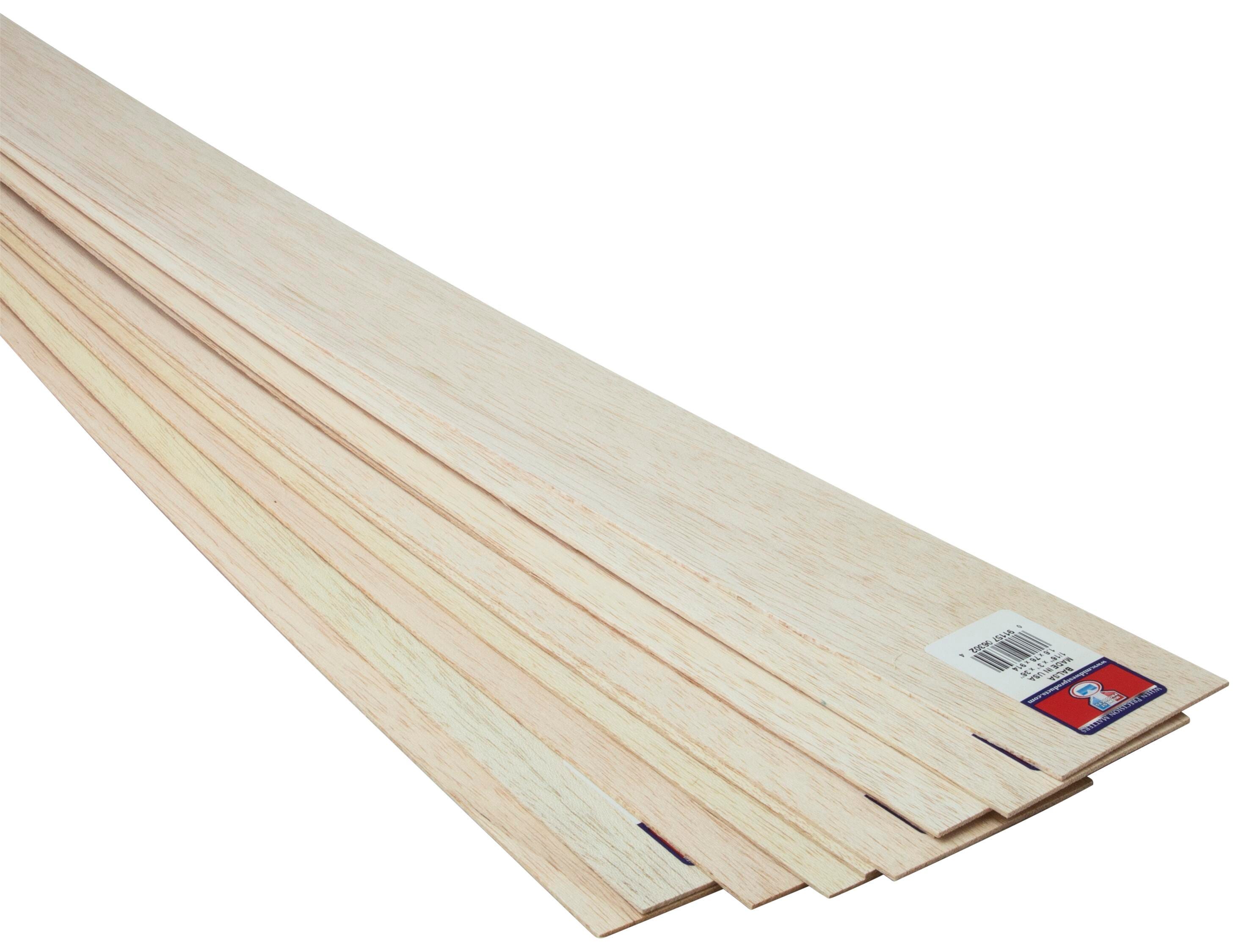 WOOD BALSA SHEETS 1/16 X 3 X 36 INCH PACK OF 10