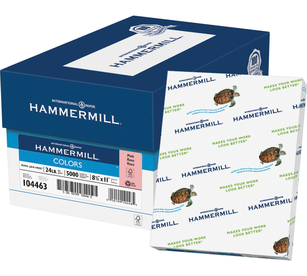 PAPER COPY COLOR 8.5X11 IN 24 LB PINK HAM104463 500 SHTS