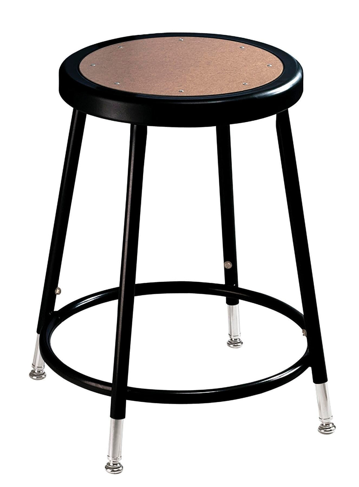 STOOL - NATIONAL PUBLIC SEATING HEAVY DUTY STEEL STOOL - HARDBOARD INSET - 19-27 IN ADJ HEIGHT - BLACK