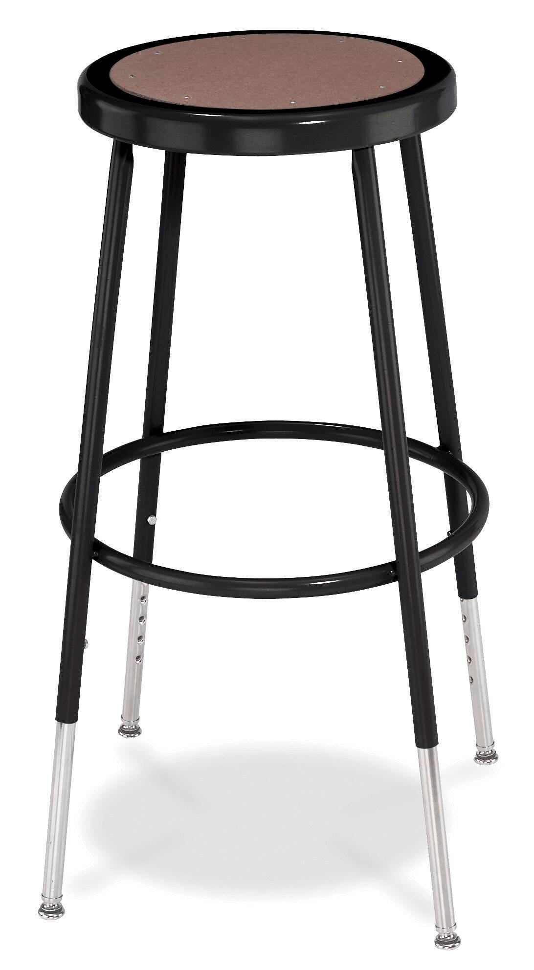 STOOL - NATIONAL PUBLIC SEATING HEAVY DUTY STEEL STOOL - HARDBOARD INSET - BACKREST - 25-33 IN ADJ HEIGHT - BLACK