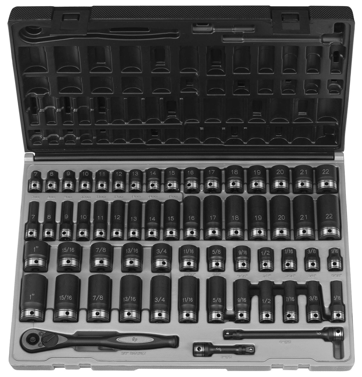 HAND TOOLS - 1/2 DR. 6 PT STANDARD LENGTH METRIC SET - SET OF 29