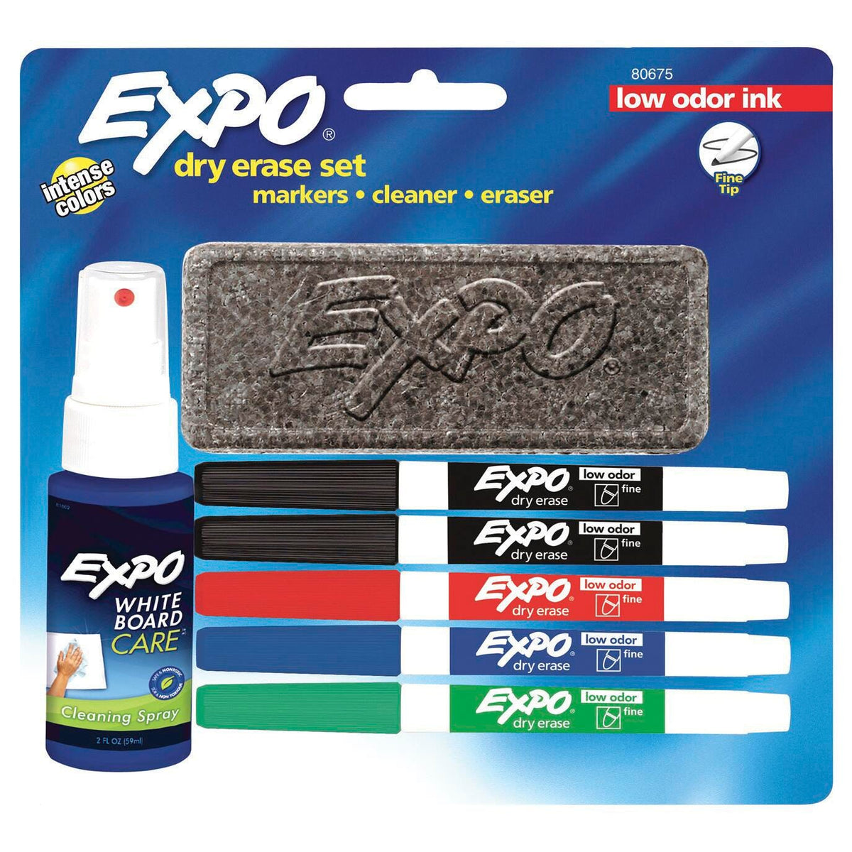 MARKER KIT DRY ERASE FINE POINT LOW ODOR W/ERASER SET/5