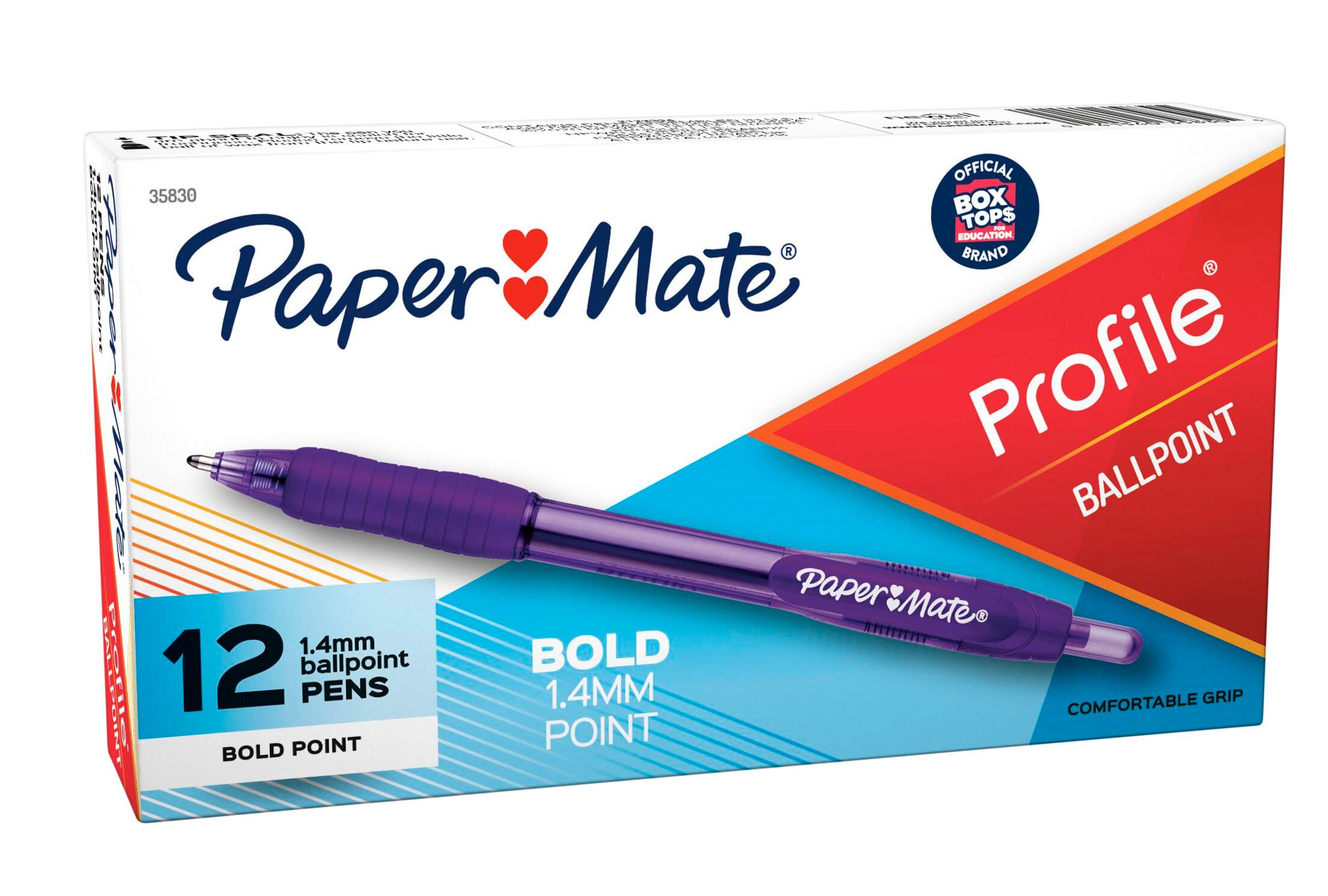 PEN PROFILE RETRACTABLE BALLPOINT 1.4MM PURPLE PK/12