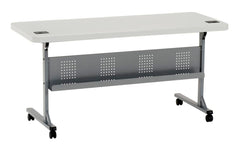 TABLE CONFERENCE FLIP AND STORE 24X60X29-1/2 - SPECKLED GRAY BLOW MOLDED TOP - GRAY POWDERCOAT LEGS