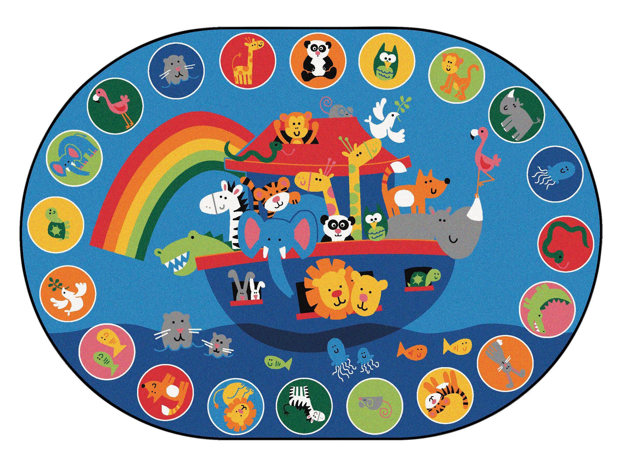 CARPETS FOR KIDS - KIDSVALUE PLUS NOAHS VOYAGE CIRCLETIME - 6 FT X 9 FT OVAL