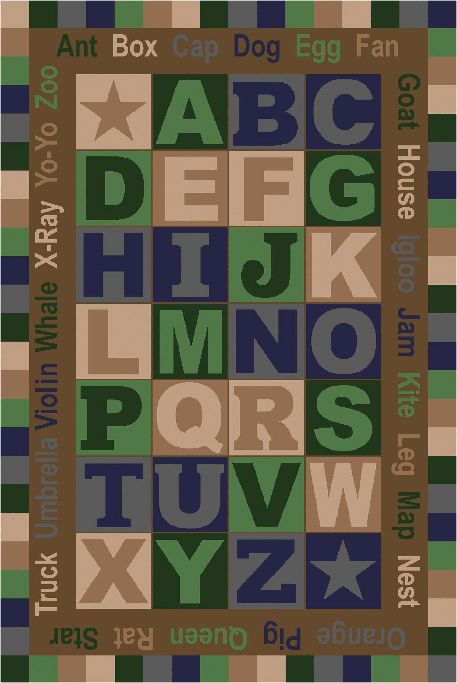 FLAGSHIP CARPETS - ABC WORDS - RECTANGLE - 6 FT X 8 FT 4 IN - SPECIFY COLOR