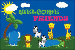 FLAGSHIP CARPETS WELCOME MAT FRIENDS SAFARI - 2 FT X 3 FT RECTANGLE