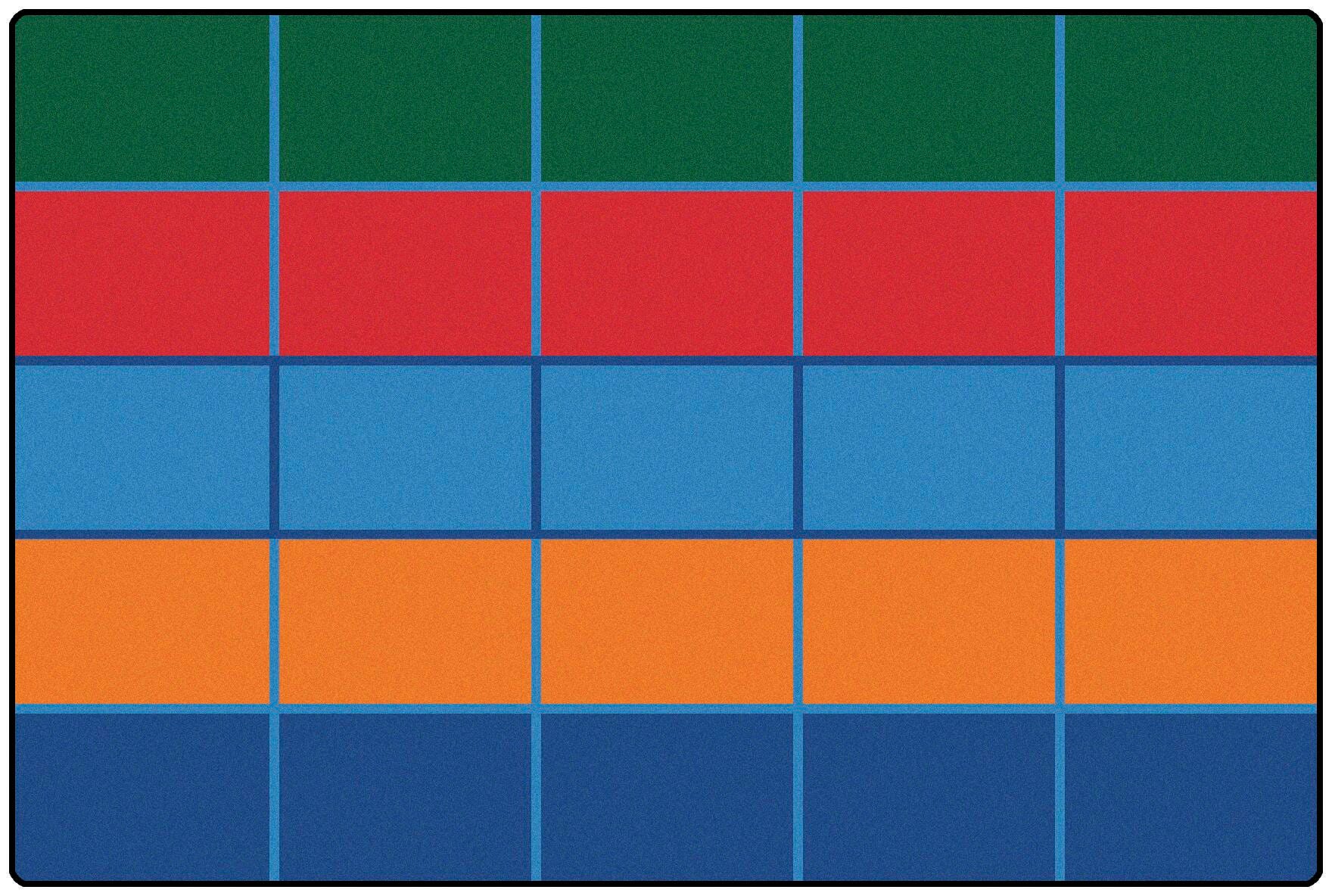 CARPETS FOR KIDS - KIDSVALUE PLUS COLOR BLOCKS SEATING - RECTANGLE - 6 FT X 9 FT - PRIMARY COLOR