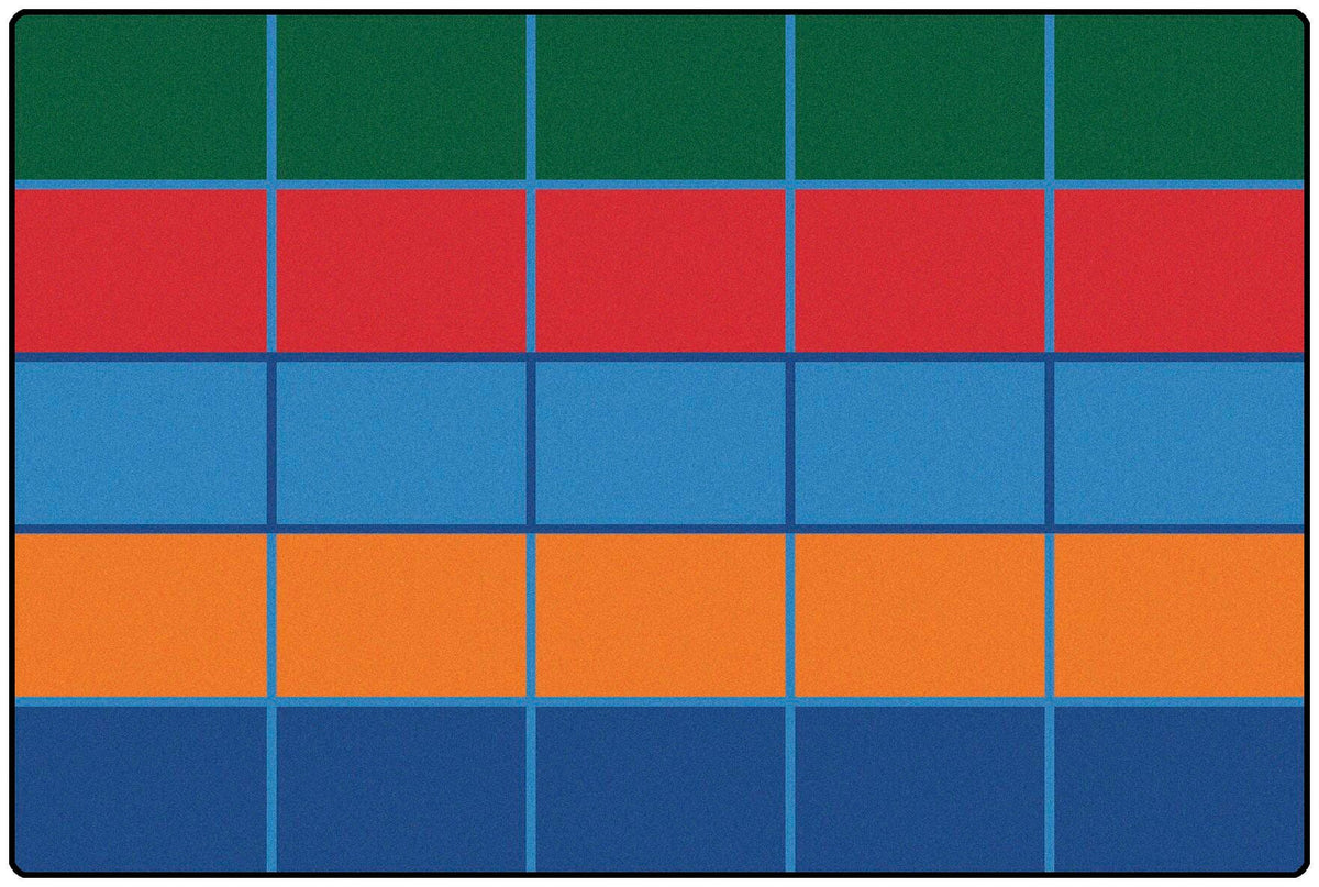 CARPETS FOR KIDS - KIDSVALUE PLUS COLOR BLOCKS SEATING - RECTANGLE - 6 FT X 9 FT - PRIMARY COLOR